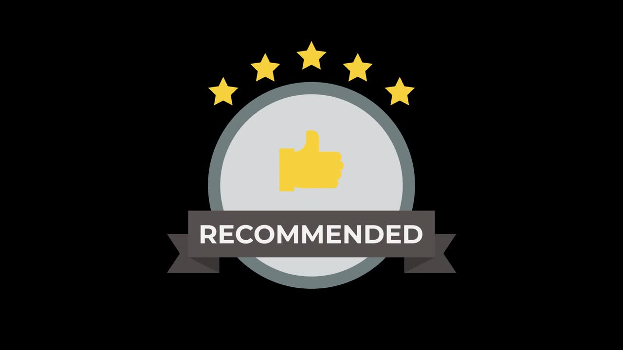 recommended symbol animation. sale promotion, advertising, marketing, website. ProRes 4444 (with transparent alpha channel)