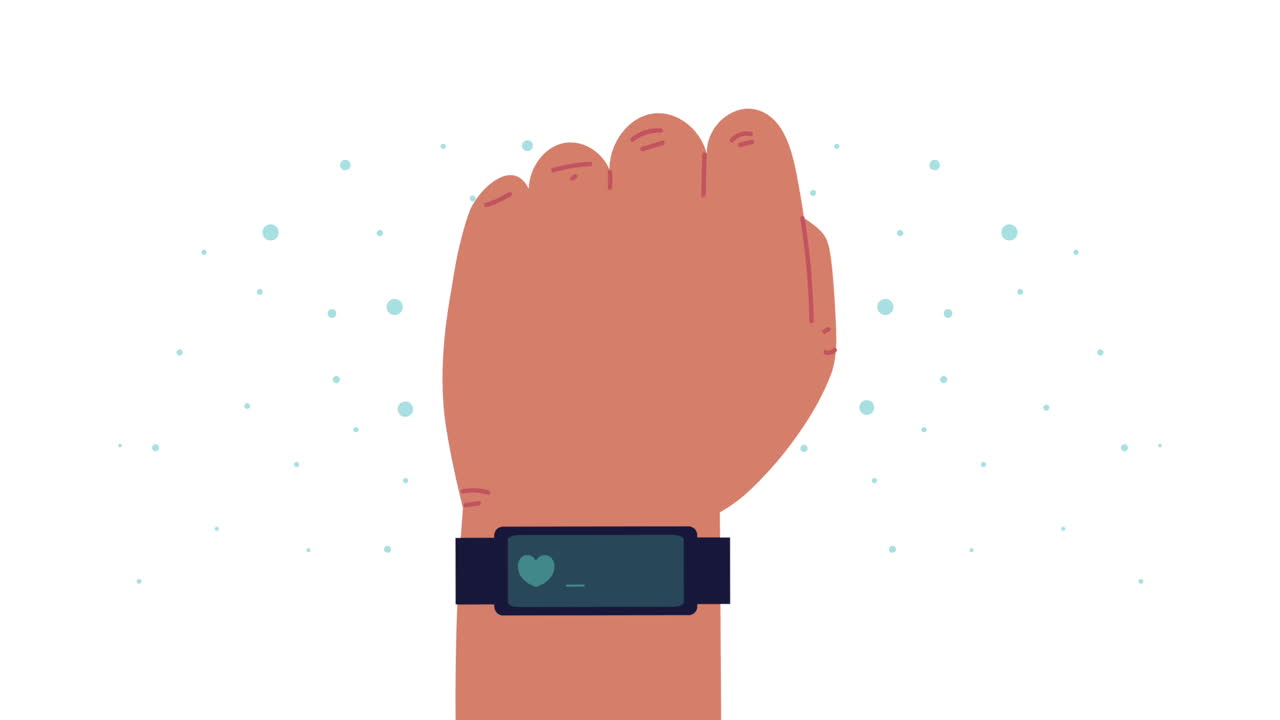 animazione della salute della mano con smartwatch