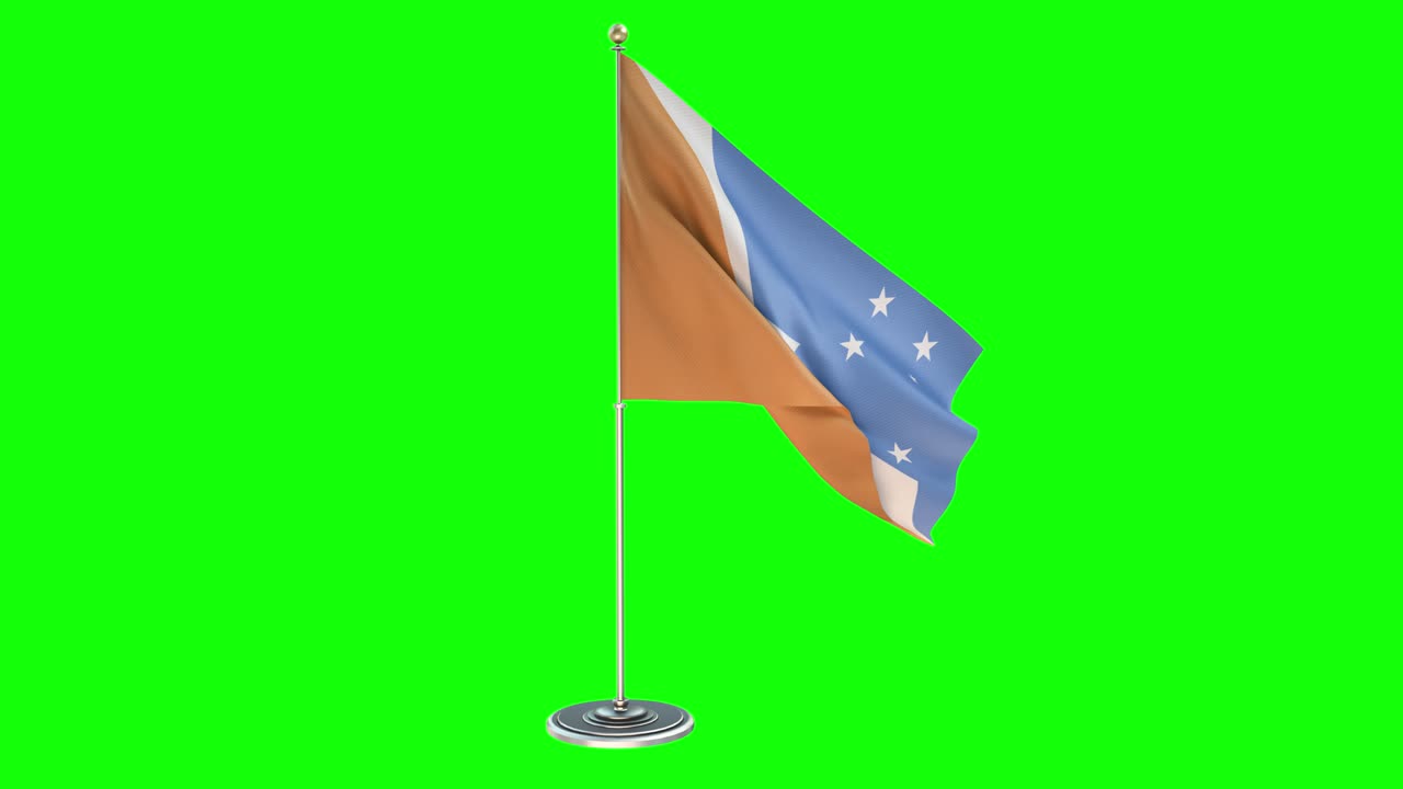 아르헨티나의 테라 델 파고 주 (tierra del fuego province) 는 아르헨티나 국기가 기둥 위에 흔들리는 3d 일러스트레이션입니다.
