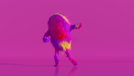animado colorido peludo personaje de dibujos animados bailando, animal peludo, divirtiéndose, animación de mascota peludo. diseño minimalista moderno.