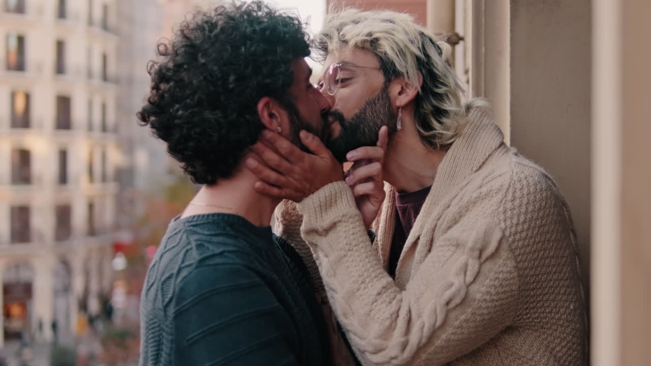 Gay Couple Sharing a Tender Moment at Home