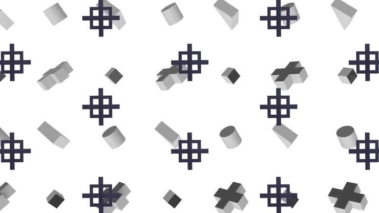 Animation of black and grey shapes repeated on white background