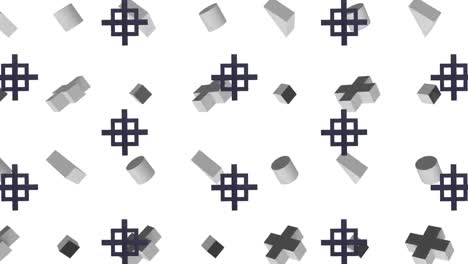 animation of black and grey shapes repeated on white background