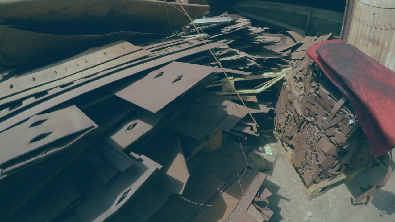 Animation of statistical data processing over scrap at junkyard