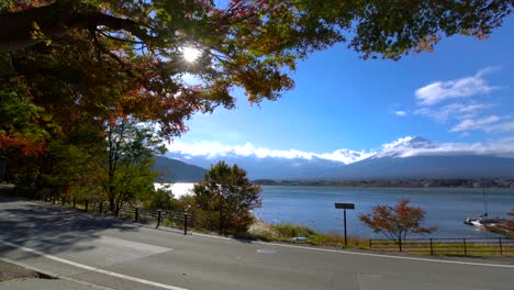 mount fuji in autumn color, japan