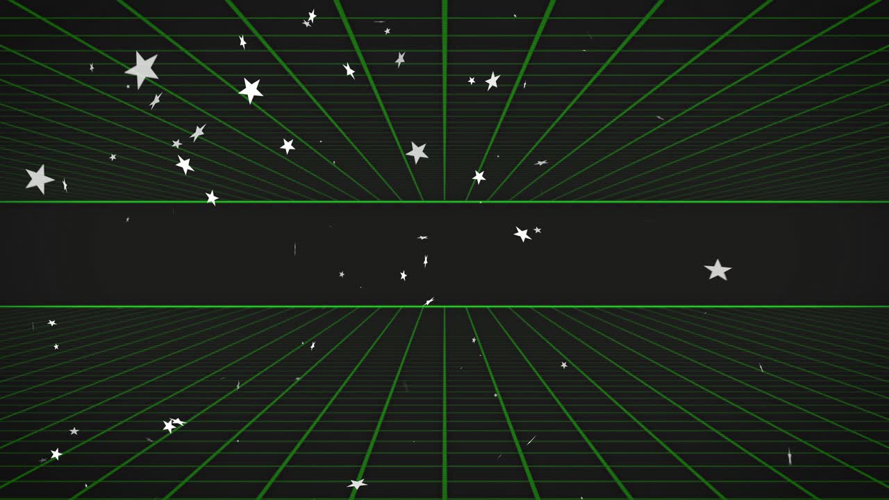 Edge particles starting motion, stars tracing cloud outline, forming ring accentuating banner