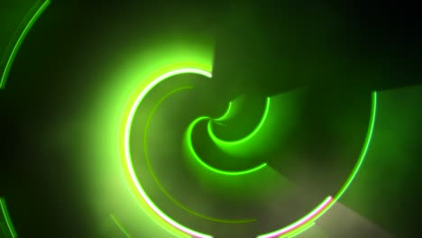 círculos y líneas de vértigo verde neón