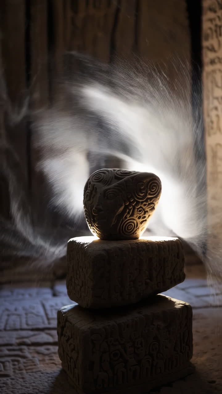 Illuminated Carved Stone Artifact