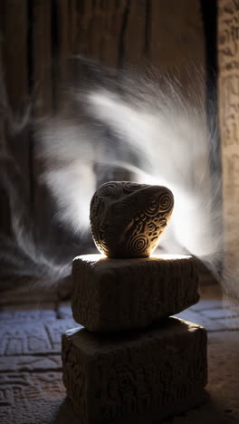 illuminated carved stone artifact