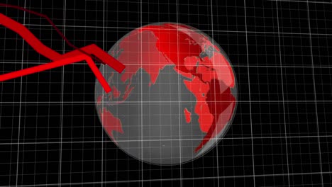 red graphs moving against spinning globe