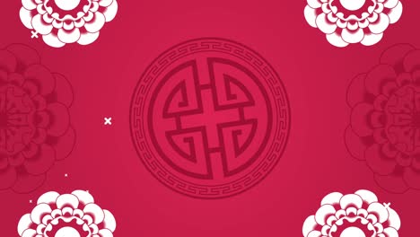 feliz año nuevo chino con sello y decoración floral