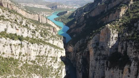 aerial views of mont-rebei canyon in the catalan pyrenees