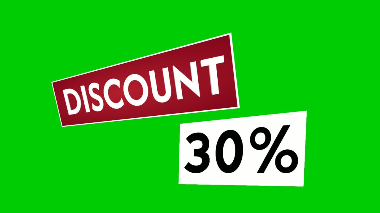30% de descuento por ciento texto animación gráficos de movimiento adecuado para sus ventas flash, viernes negro, proyectos de compras concepto de negocio en pantalla verde