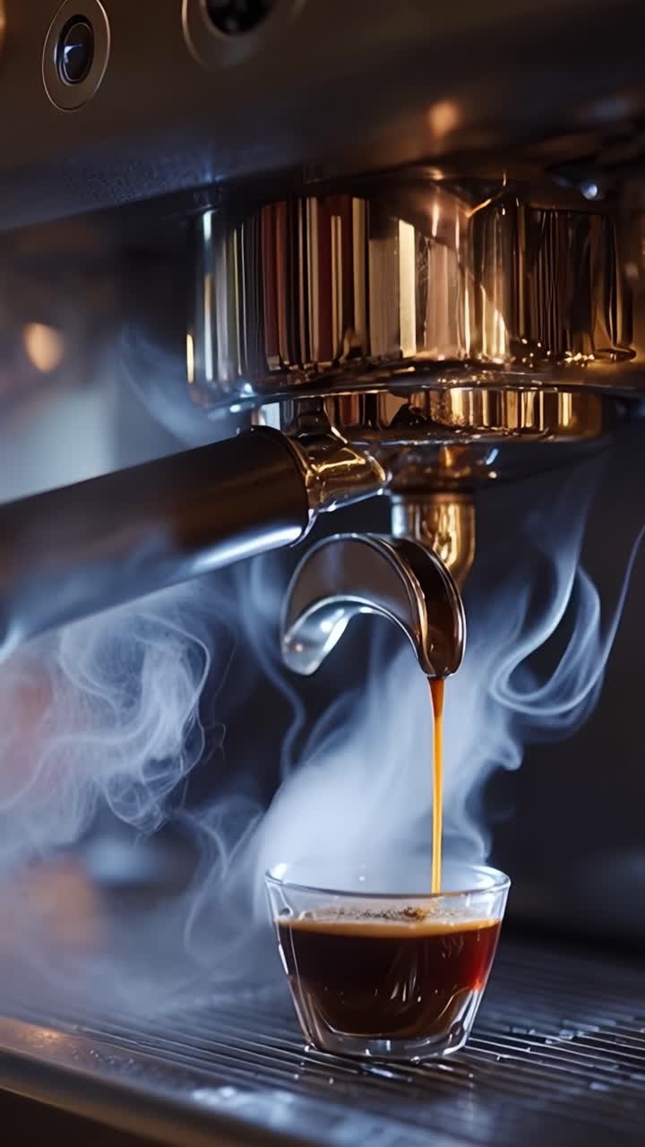 Crafting the Perfect Espresso: A Barista's Artistry Captured in Two Frames, Showcasing the Intimate Process of Brewing Rich Coffee Concentrate