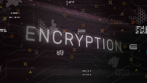 animation of x symbol on encryption text over circuit board patterns against black background