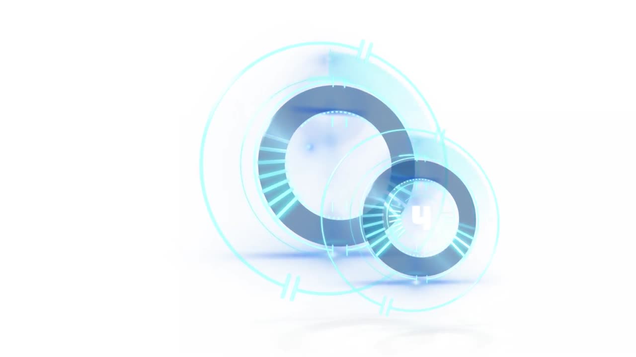 Animation of scopes scanning with countdown on white background