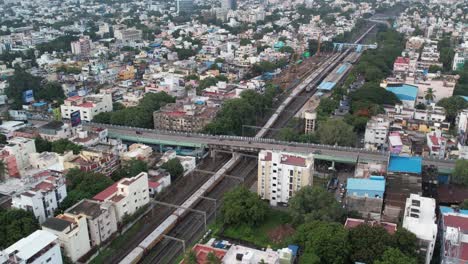 aerial video of kodambakkam bridge is a road overbridge in the city of chennai, india