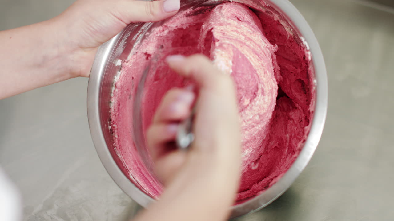 Mixing Pink Cake Batter
