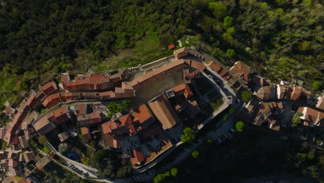 aerial top view of the captivating hilltop municipality in motovun istria, croatia