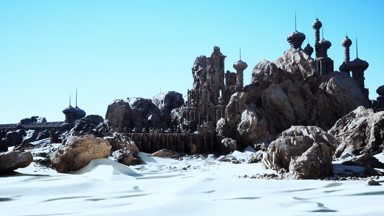 사막에 있는 환상적인 도시의 폐허