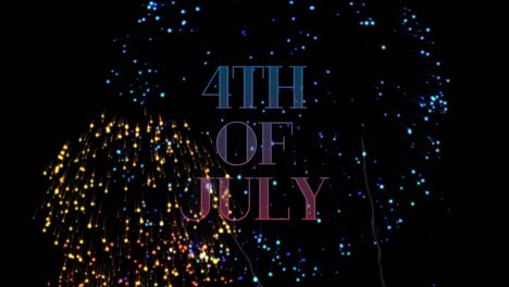 4th of july text and fireworks