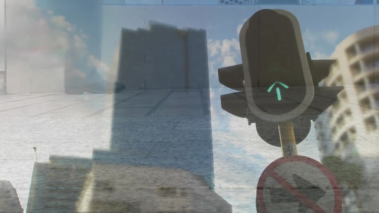 Busy commuters on city street