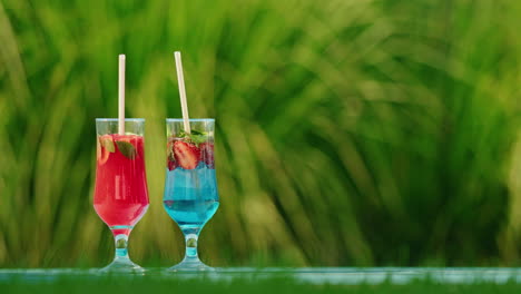 colorful cocktails by the pool