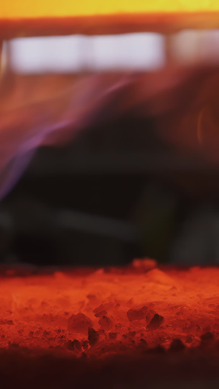 Glowing Red Embers in a Hot Furnace