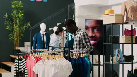 shopper checking basic shirt