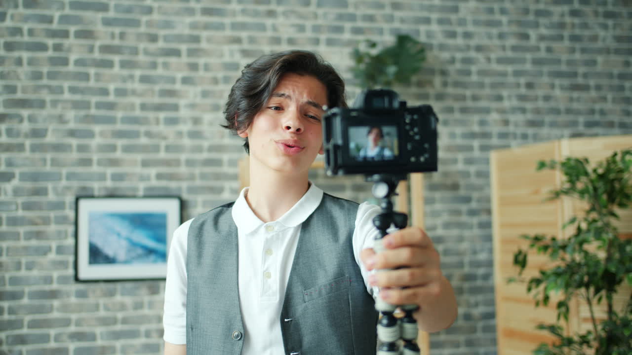 Teenager Recording a Video Blog