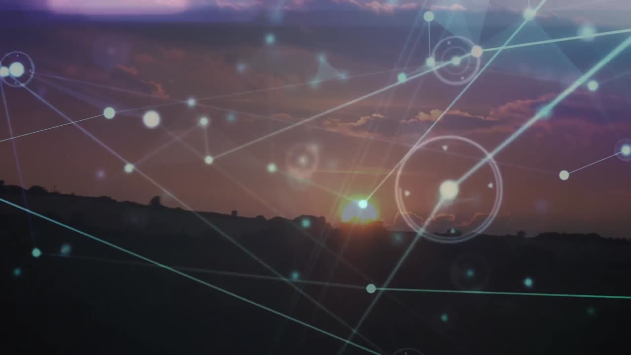 animación de la red de conexiones sobre el paisaje