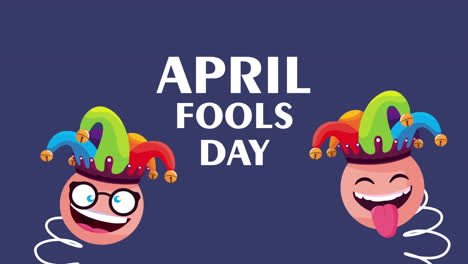 april fools day lettering with emojis jumping