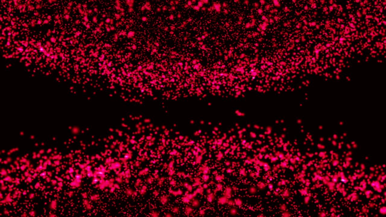 검은색 바탕에 움직이고 박이는 입자를 가진 추상적인 디지털 배경.