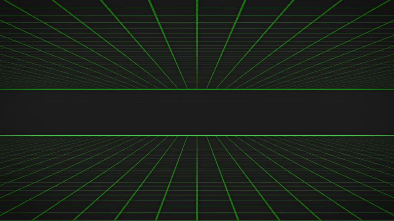 검은 바탕에 반 ⁇ 이는 초록색 그리드의 애니메이션
