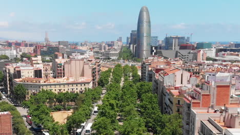 Vista-Aérea-A-La-Avenida-Diagonal,-Barcelona,-España