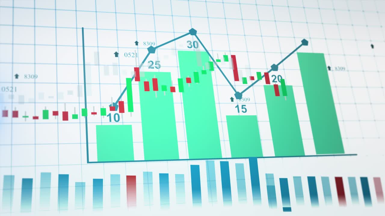 3D 4K animation of graphs and charts Loop background.