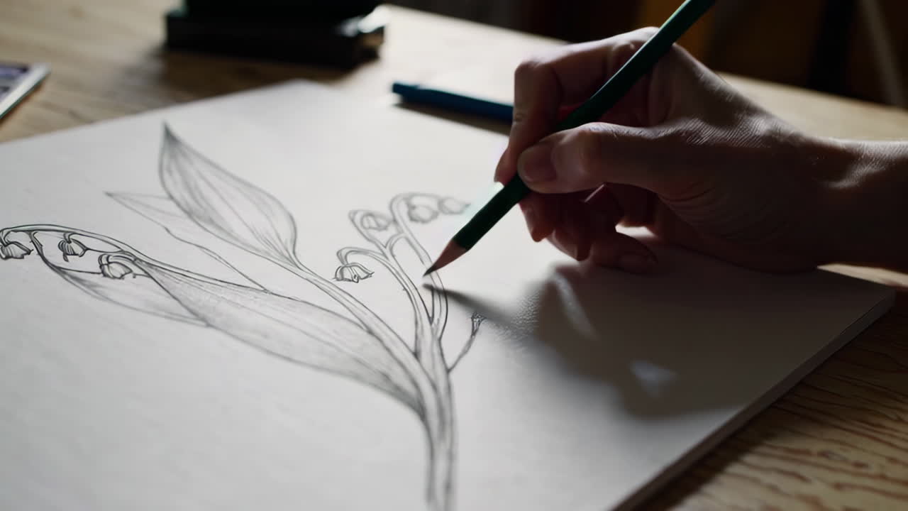 Artist Drawing Lily of the Valley