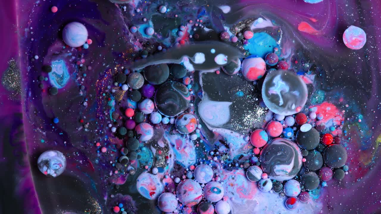 pintura colorida y burbujas fondo abstracto video 4k