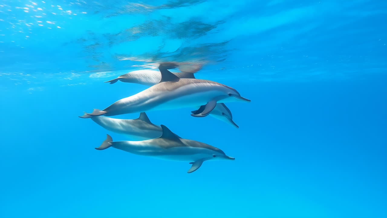 Banco di delfini che nuotano con grazia in acque cristalline dell'oceano