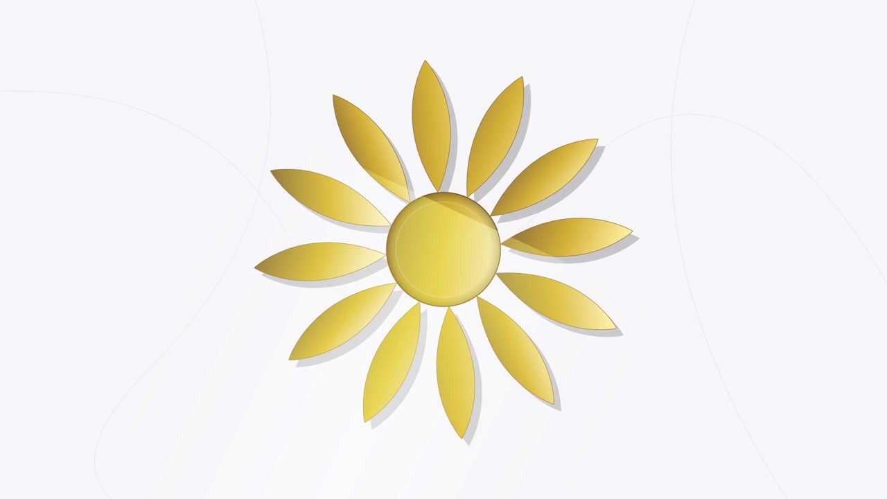 Beyaz Arka Plan Üzerinde Minimalist Altın Çiçek Grafik Animasyonu