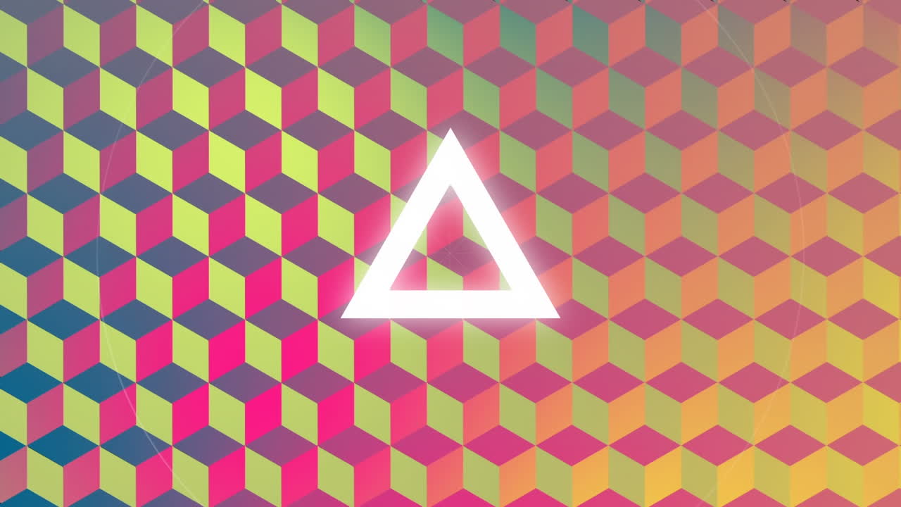 animación de círculos blancos que se mueven sobre cuadrados de colores