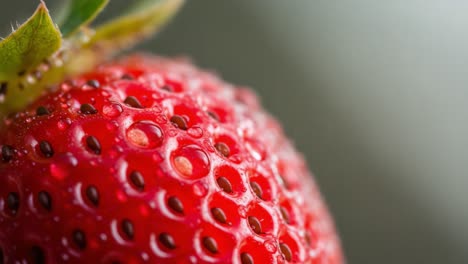 Close-up Images of a Fresh Red Strawberry Showcasing Its Juicy Texture and Water Droplets, Emphasizing the Fruit&#039;s Natural Beauty and Freshness