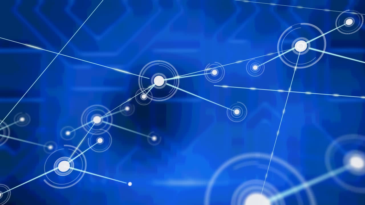 animación de la red de conexiones sobre fondo azul