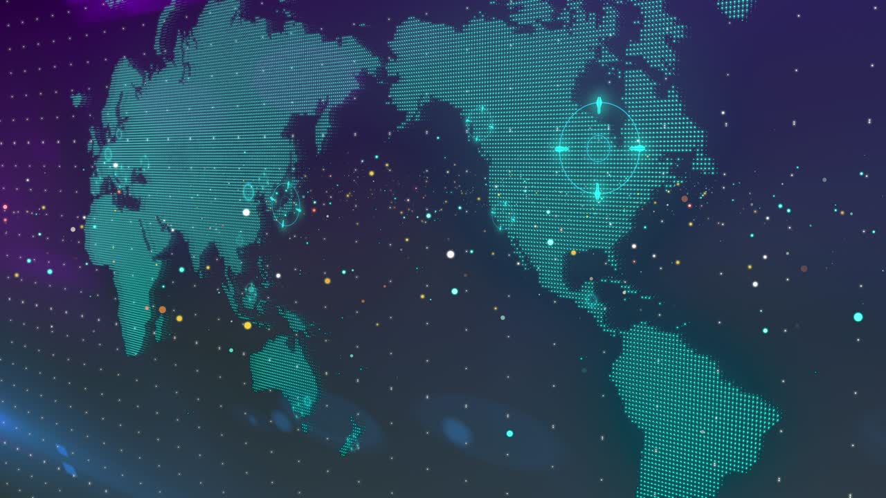 world map hologram dots digital technology animation