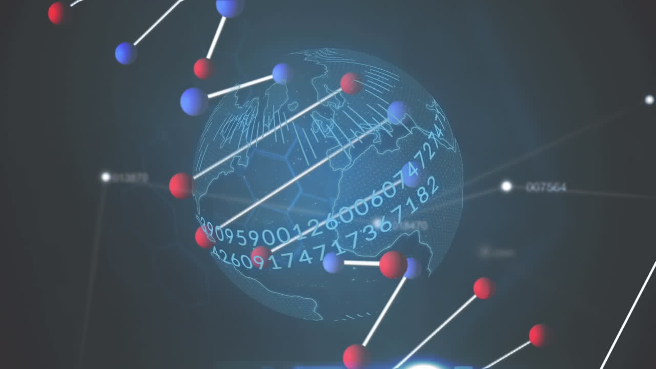 Animation of sniping globe over spinning dna strand