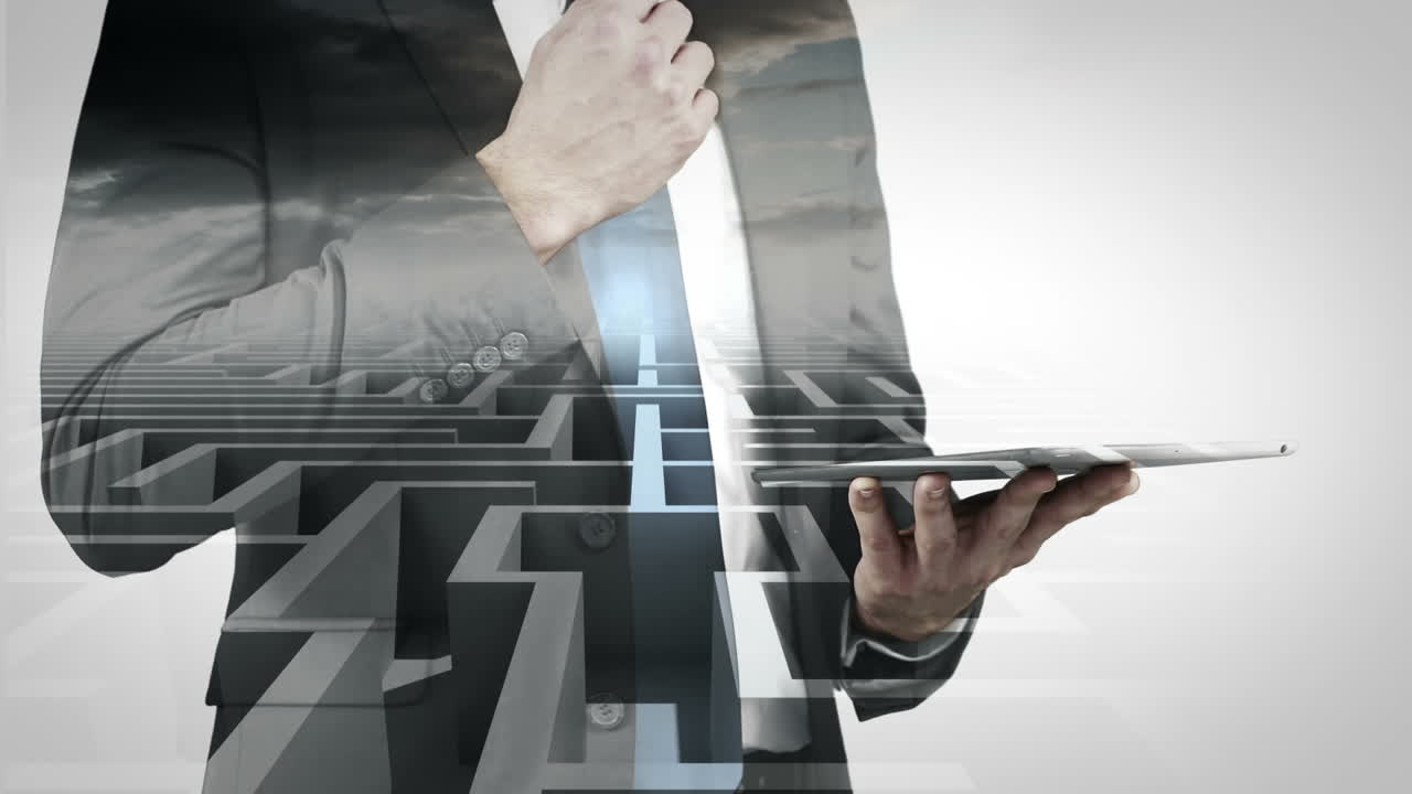animación de un hombre de negocios con una tableta
