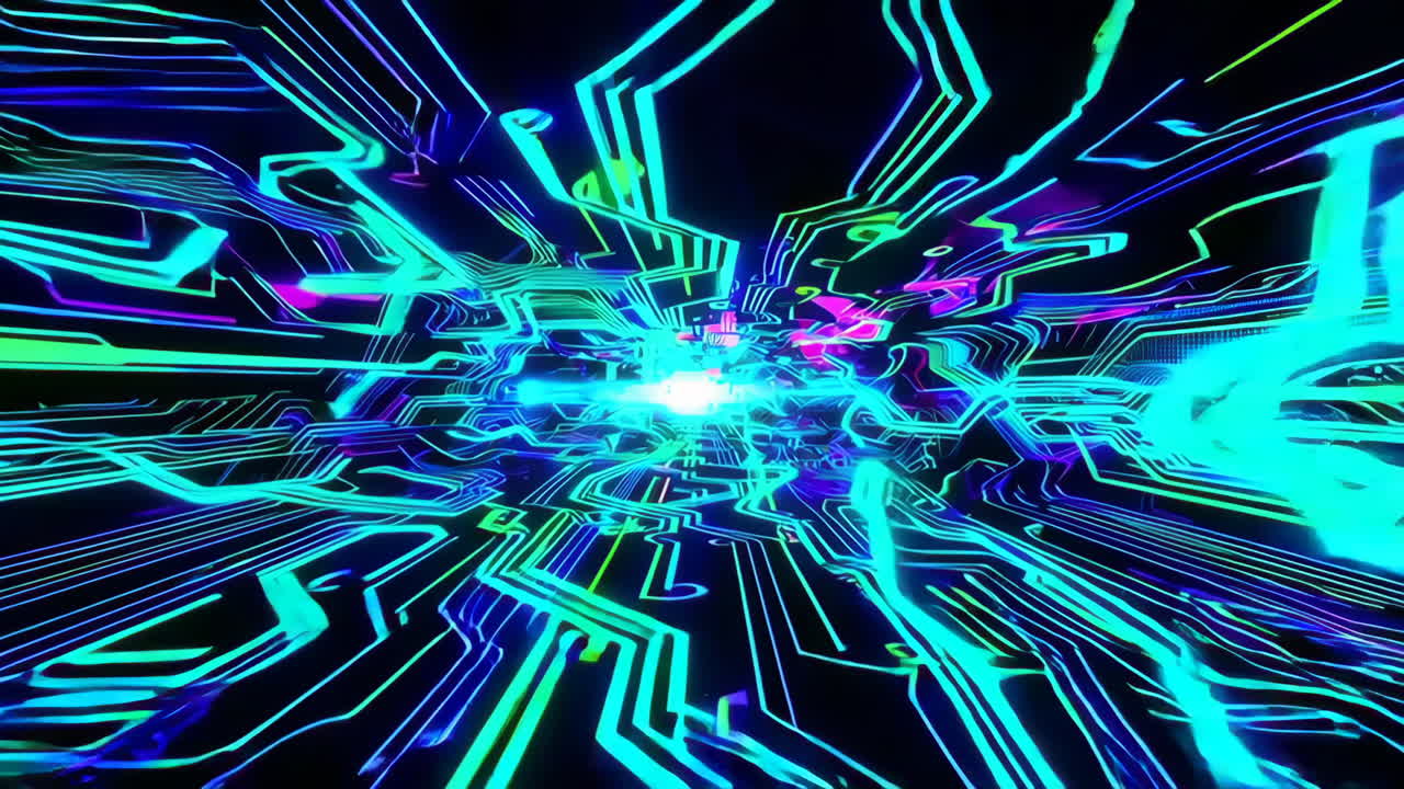 Neon Cyberpunk Circuit Tunnel