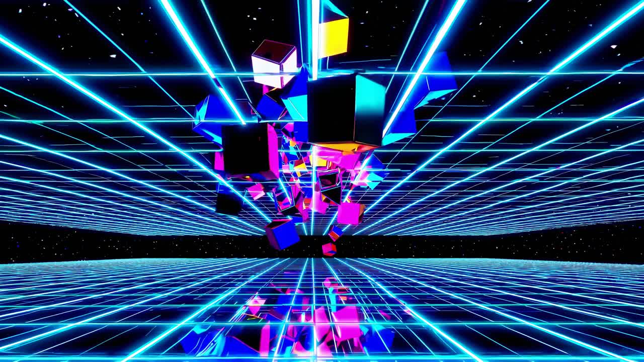 Retro Cyberpunk Geometric Abstract Background