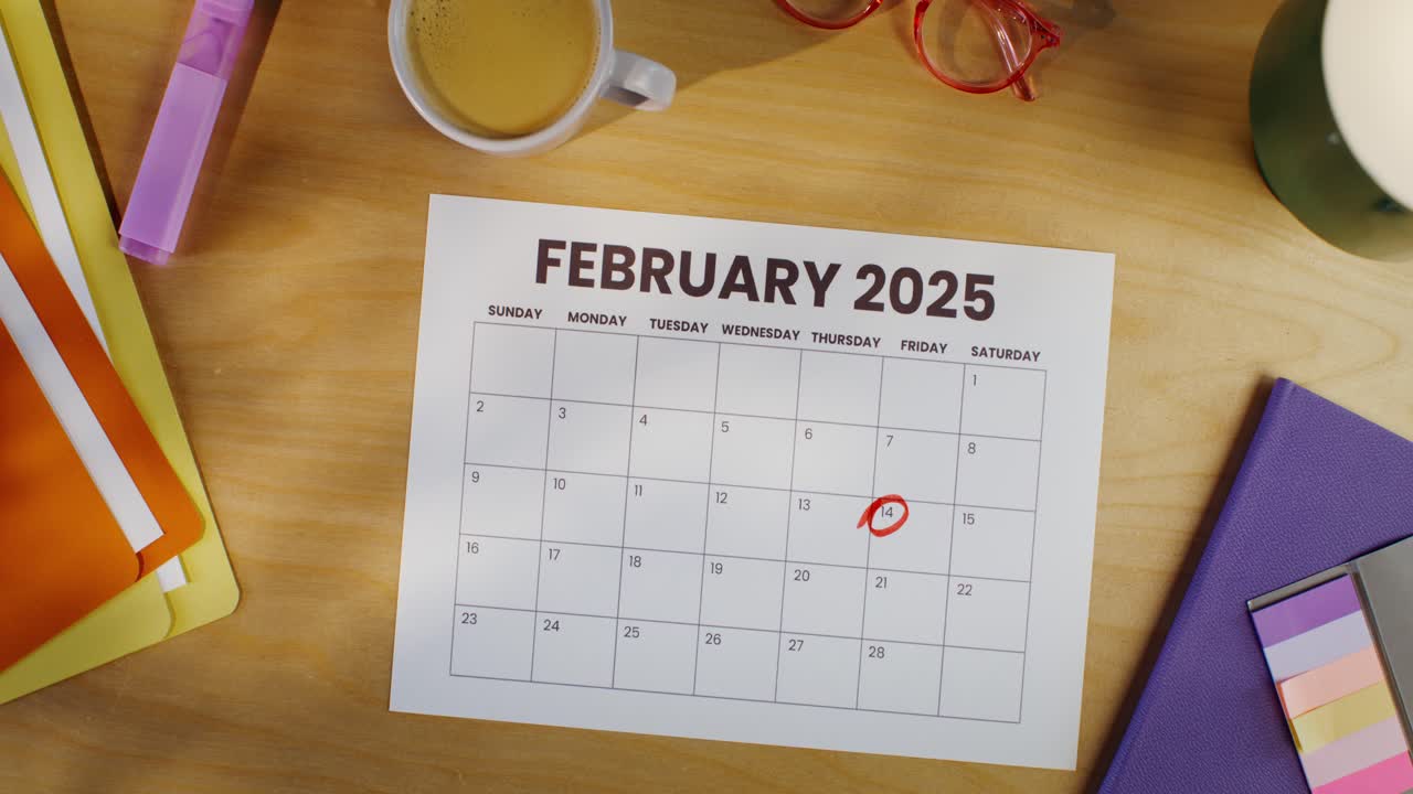 Person Planning on a February 2025 Calendar