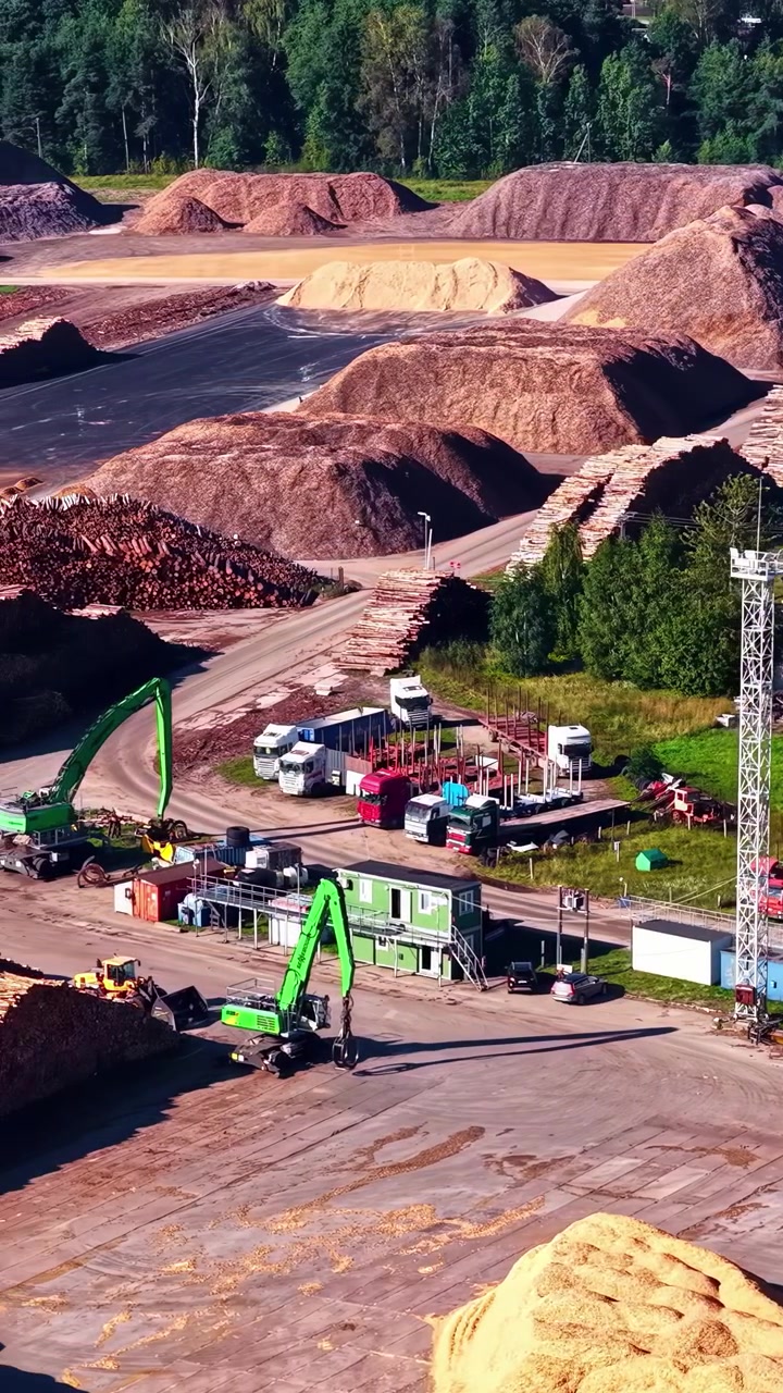 Vertical social ratio aerial video of a mining site in Riga, Latvia. Produced in 1080x1920 and with Rec709 color.